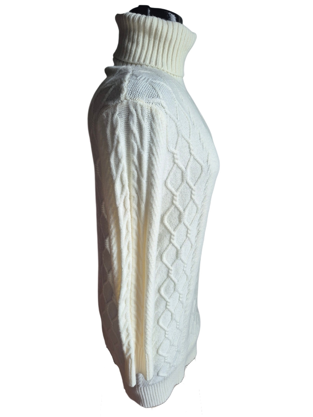 Cream Cable-Knit Turtleneck Sweater Dress Size M - Picture 5 of 7